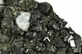 Black Andradite (Melanite) Garnet Cluster with Biotite - Morocco #107913-1
